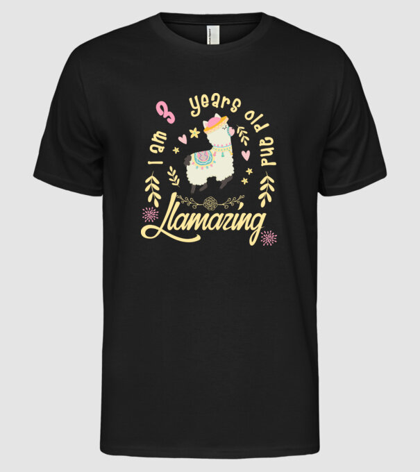 Birthday Llamazing 3 years old model negru pe tricou
