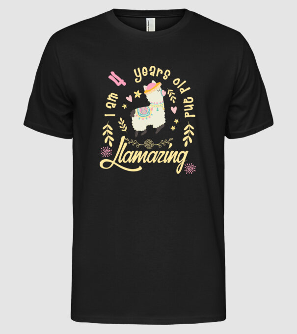 Birthday Llamazing 4 years old model negru pe tricou