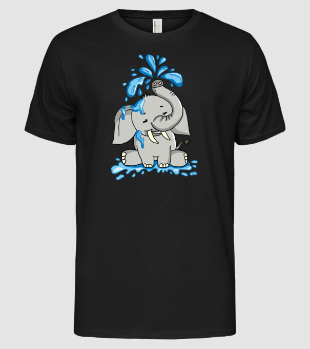 boldog elefánt model negru pe tricou
