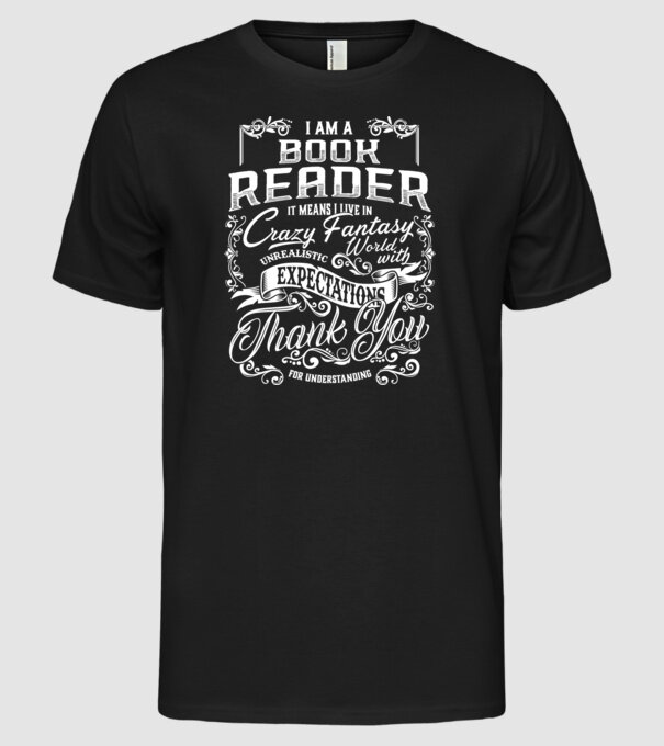 Book reader model negru pe tricou