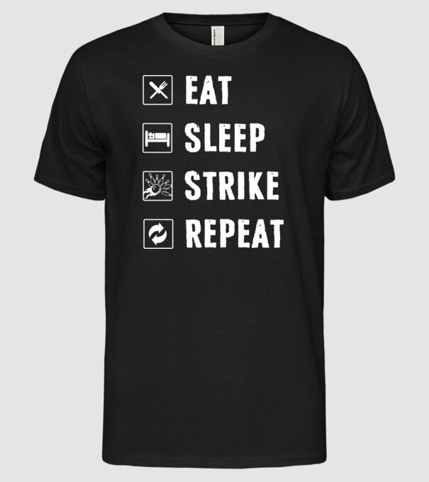 Bowling daily routine model negru pe tricou