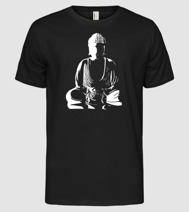 buddha silhouette model negru pe tricou