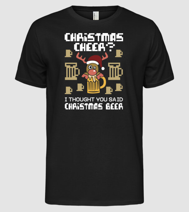 Christmas beer pulovăr urât model negru pe tricou