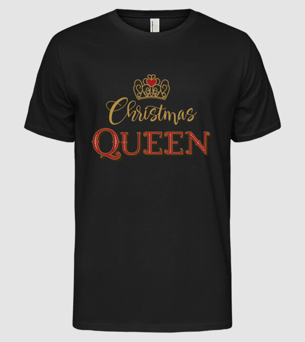 Christmas Queen model negru pe tricou