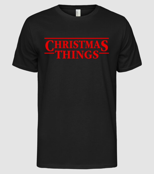 Christmas Things model negru pe tricou
