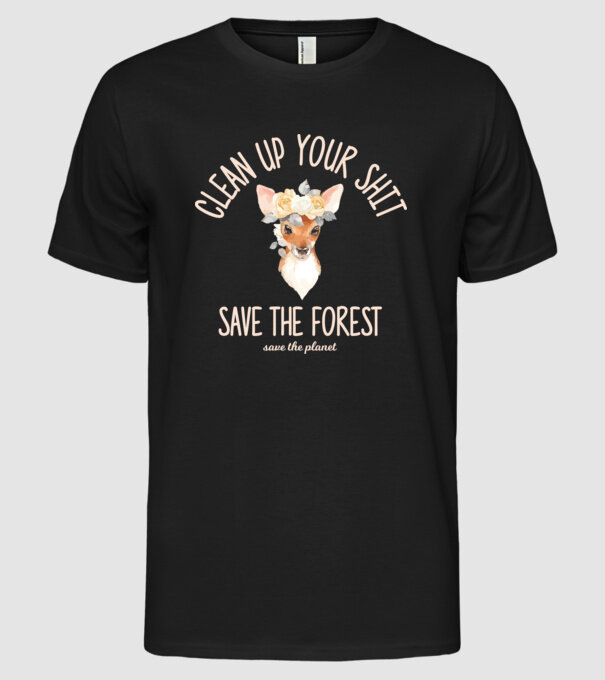 Clean up your shit model negru pe tricou