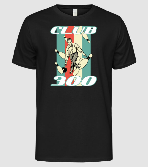 club300 model negru pe tricou