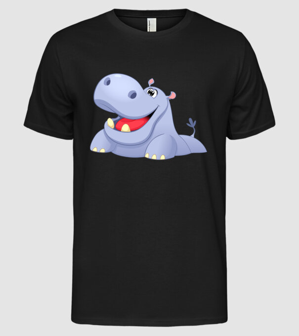 Cute Hippo model negru pe tricou