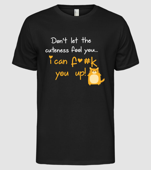 Cuteness model negru pe tricou