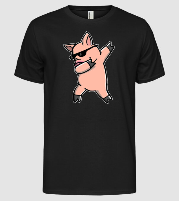 Porc dab model negru pe tricou