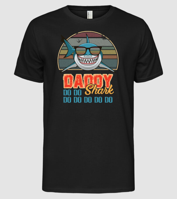 Daddy shark v2 model negru pe tricou