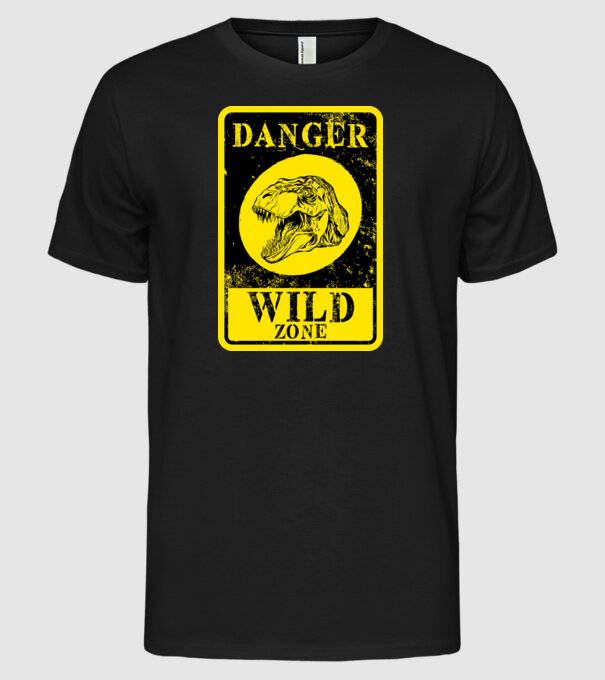 Danger wild zone model negru pe tricou