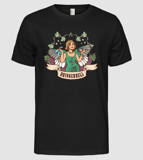 Drinkerbell model negru pe tricou