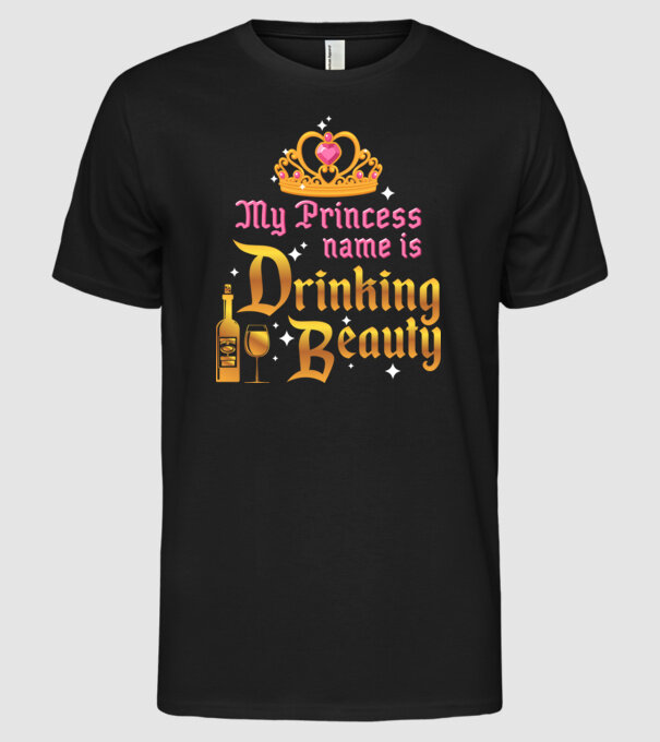 Drinking beauty model negru pe tricou