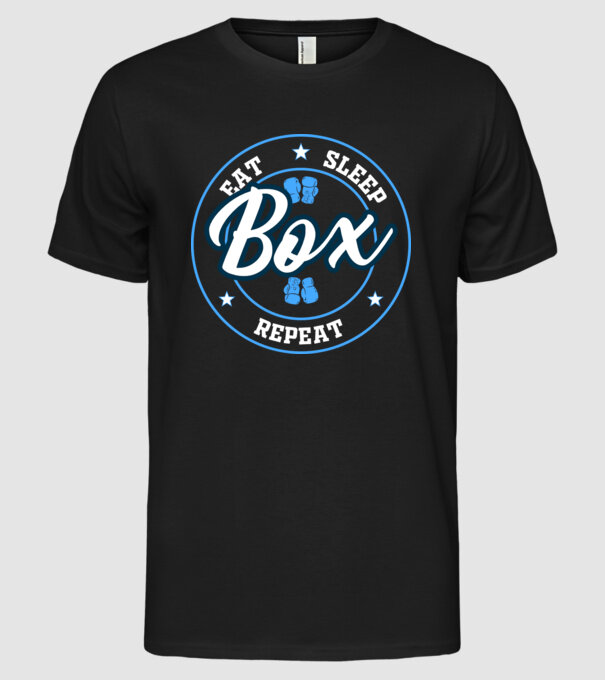 eat sleep box repeat model negru pe tricou