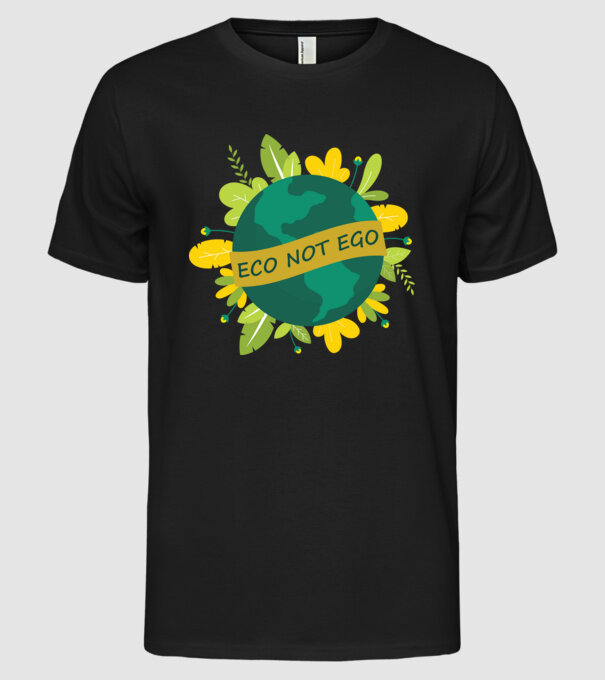 ECO NOT EGO model negru pe tricou