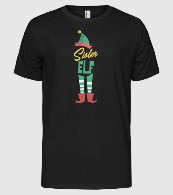 Elf family sister model negru pe tricou