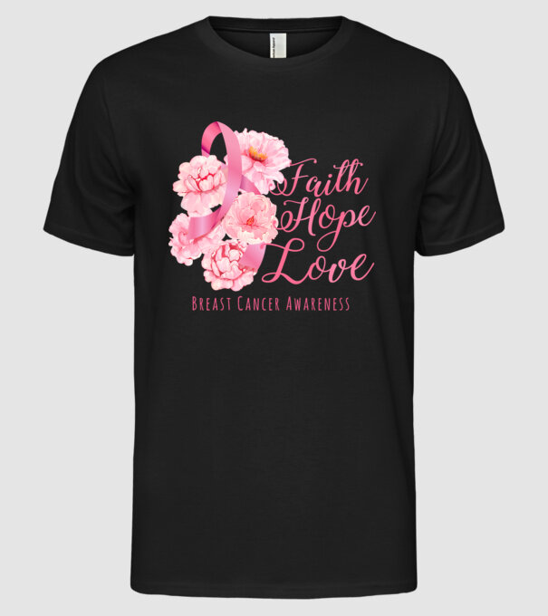 Faith hope love model negru pe tricou