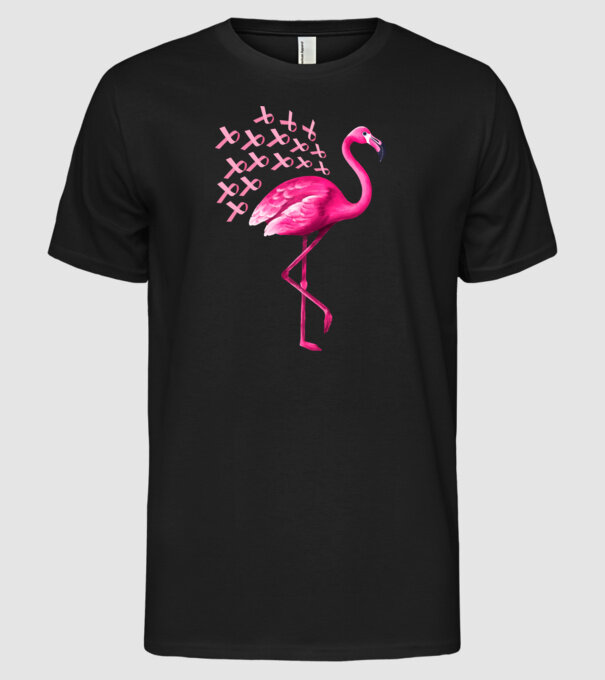 Flamingo pink model negru pe tricou