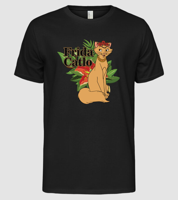 FridaCatlo model negru pe tricou