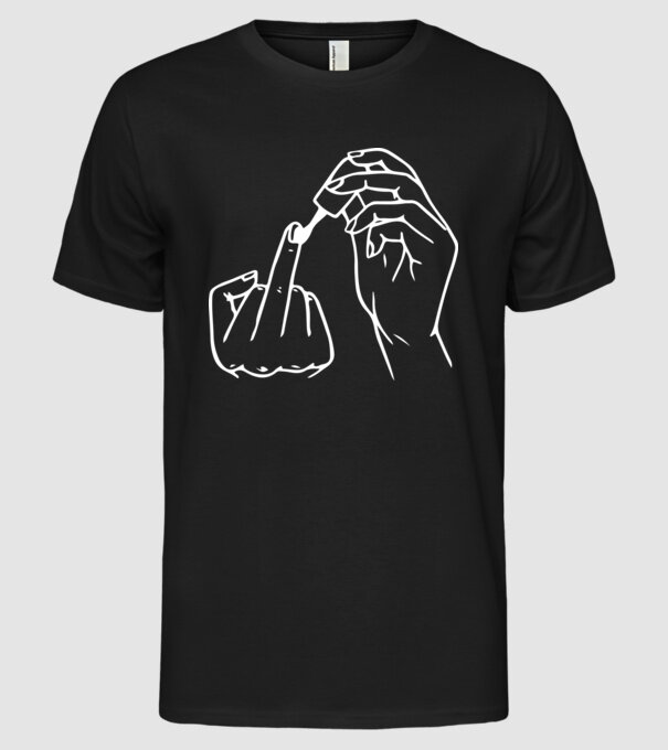 Nail polish Fuck U model negru pe tricou