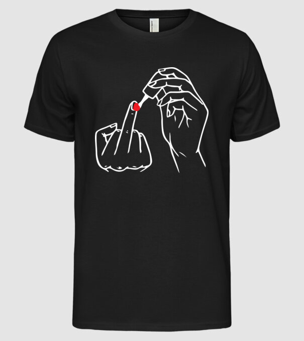 Nail polish Fuck U model negru pe tricou