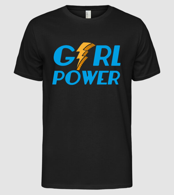 GirlPower model negru pe tricou
