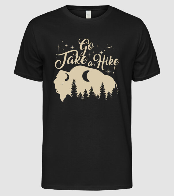 Go take a hike buffalo model negru pe tricou