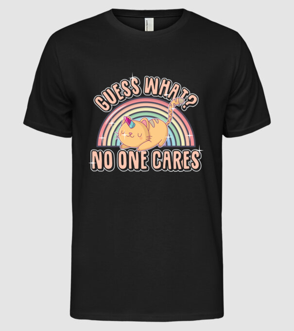 Guess what pisică-unicorn model negru pe tricou