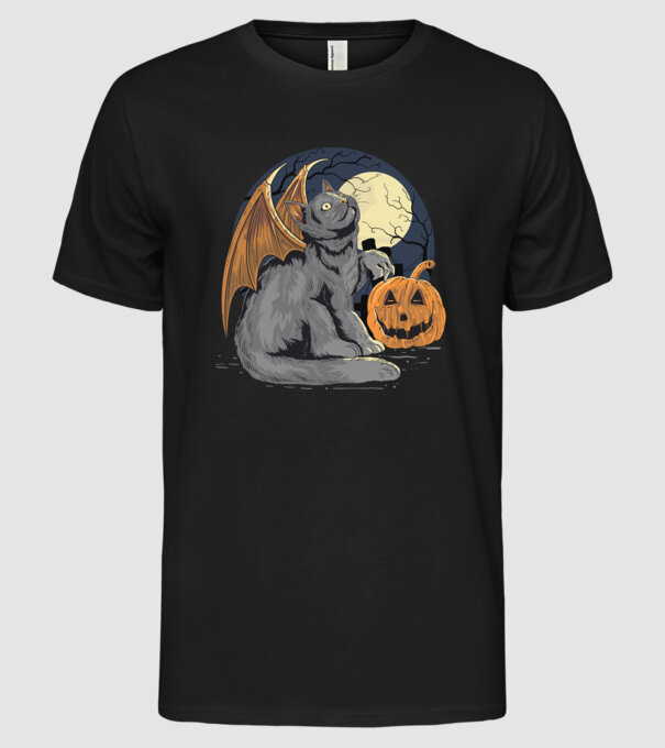 Halloween cica model negru pe tricou