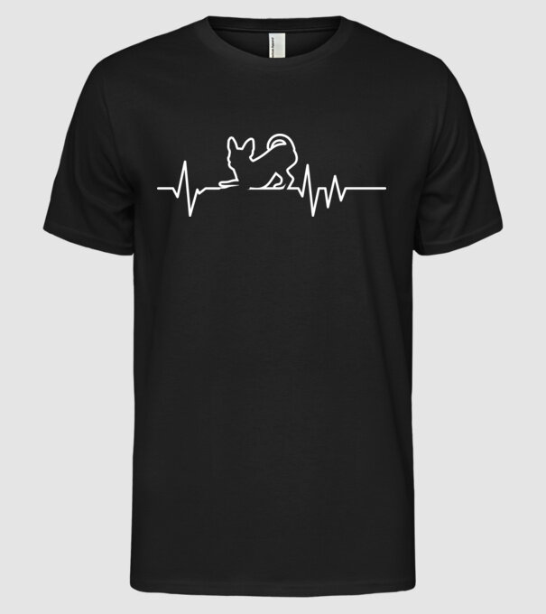 Heartbeat line Chihuahua model negru pe tricou