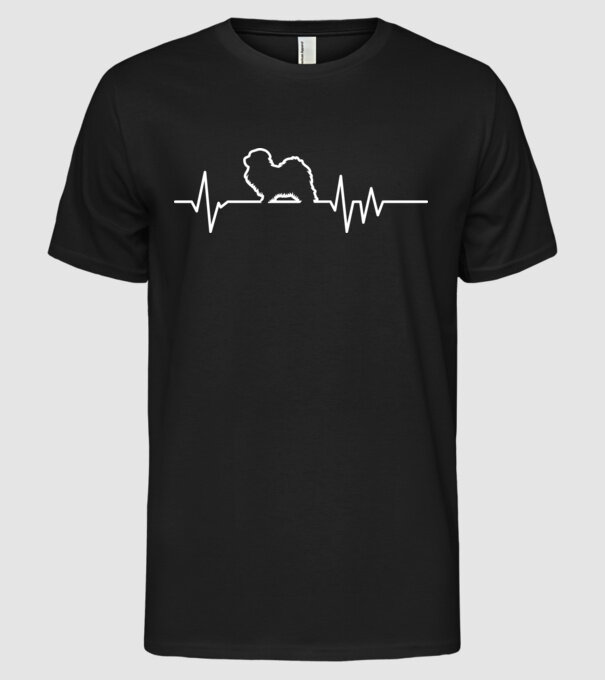 Heartbeat line Havanese model negru pe tricou