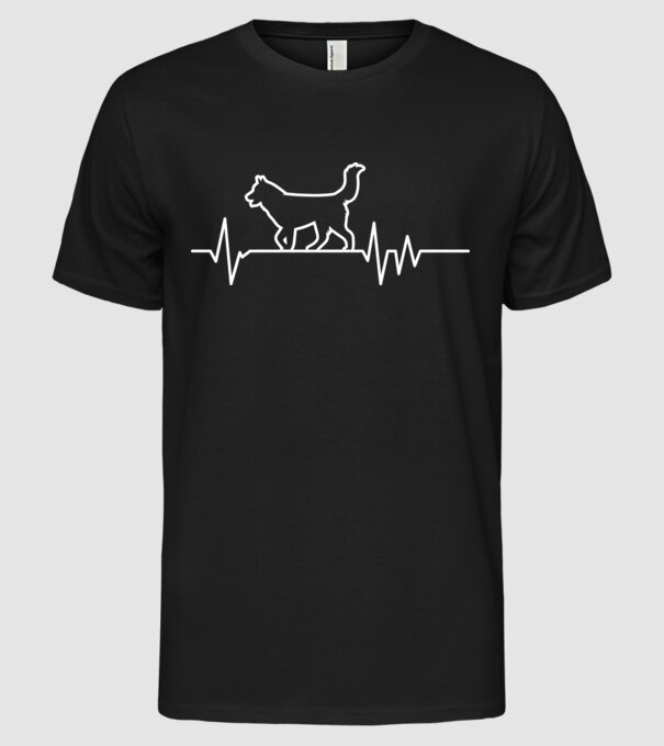 Heartbeat line Husky model negru pe tricou