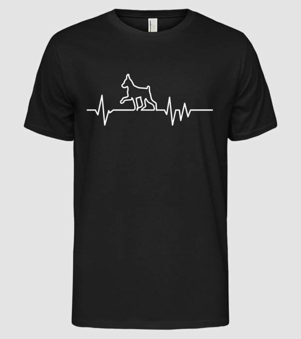 Heartbeat line Pinscher model negru pe tricou