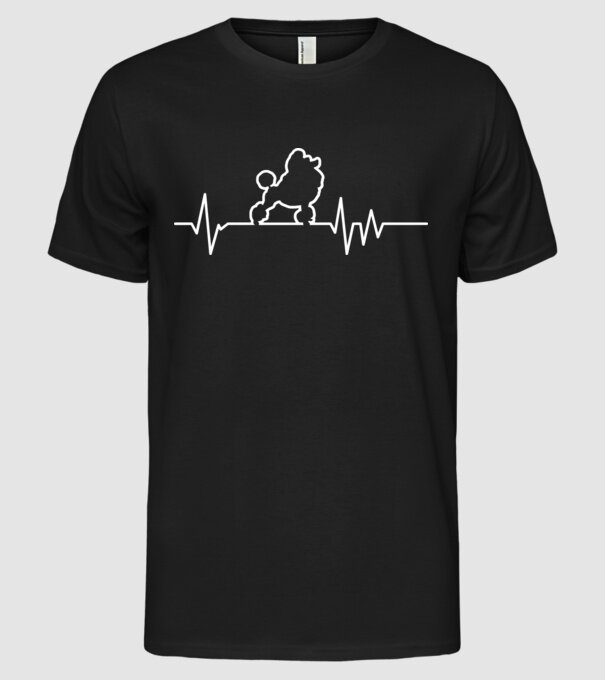 Heartbeat line Pudel model negru pe tricou