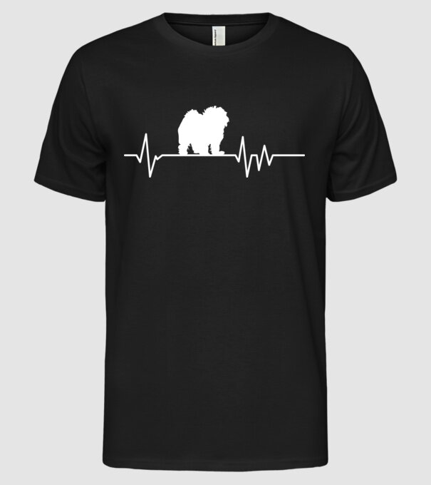 Heartbeat silueta Bolognese model negru pe tricou