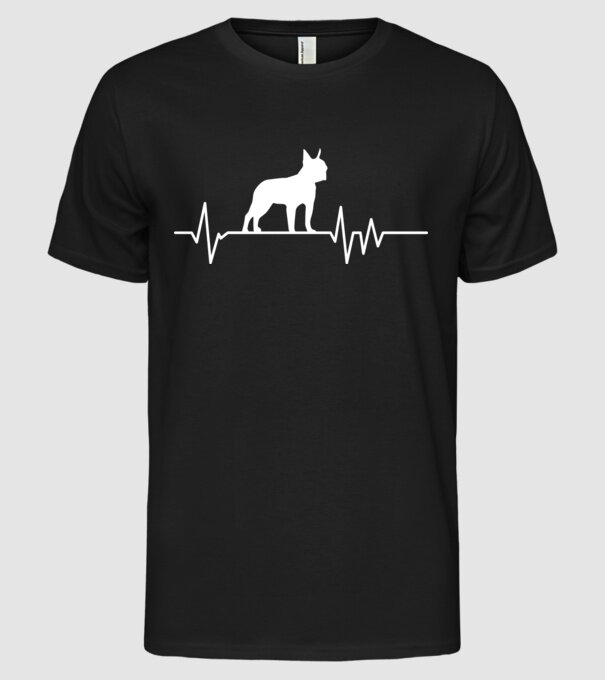 Heartbeat silueta Boston terrier model negru pe tricou