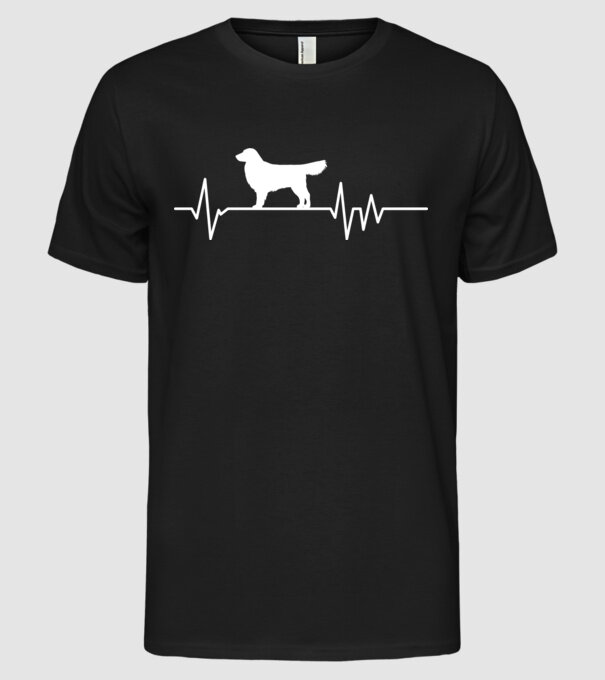 Heartbeat silueta Golden retriever model negru pe tricou