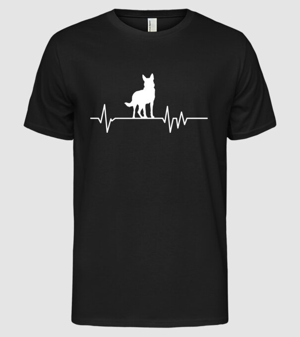 Heartbeat siluetă Ciobănesc german model negru pe tricou