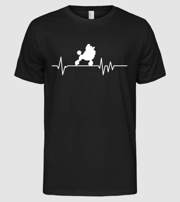 Heartbeat silueta Pudel model negru pe tricou