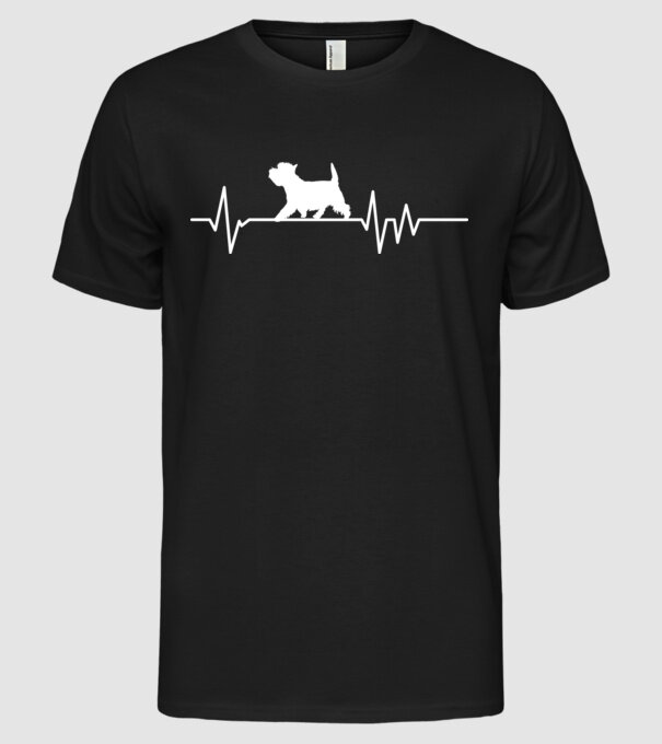 Heartbeat silueta Westie model negru pe tricou