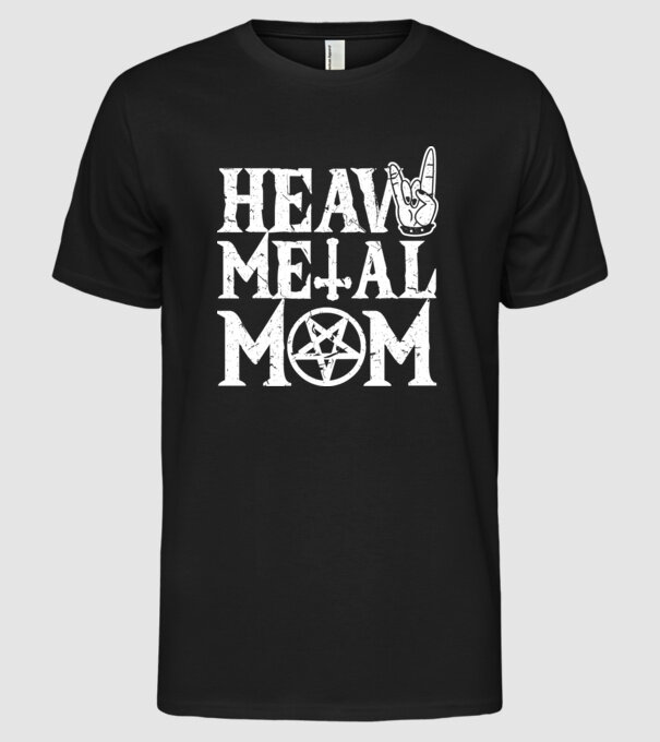 Heavy Metal Mom model negru pe tricou