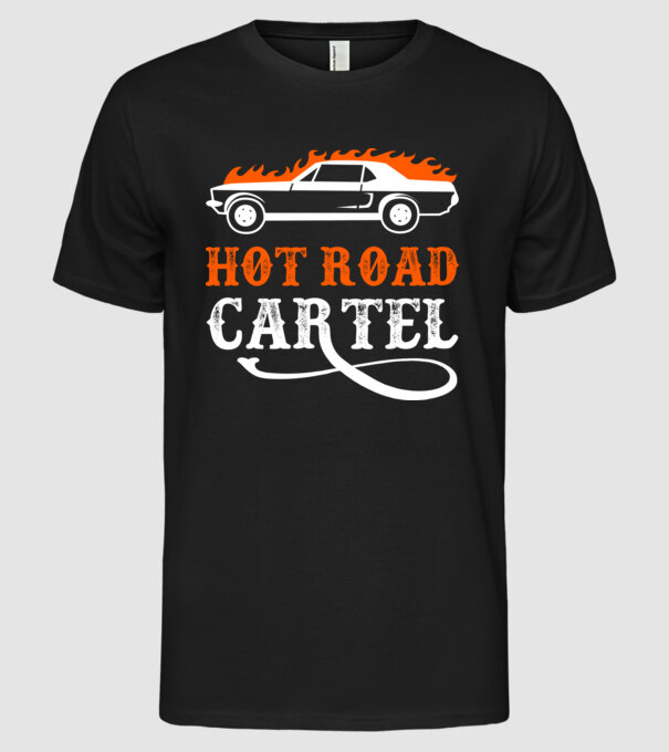 Hot road cartel model negru pe tricou