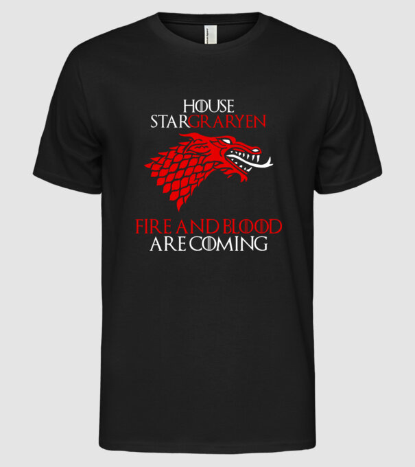 house stargaryen model negru pe tricou