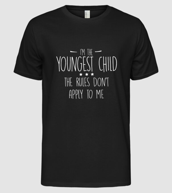 I'm the youngest child model negru pe tricou