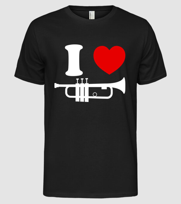 I heart trumpet model negru pe tricou