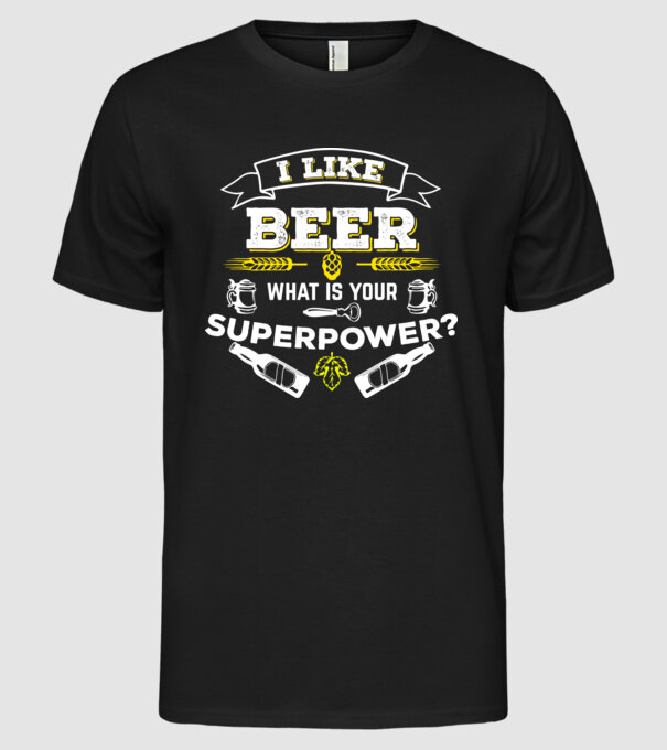 i like beer model negru pe tricou