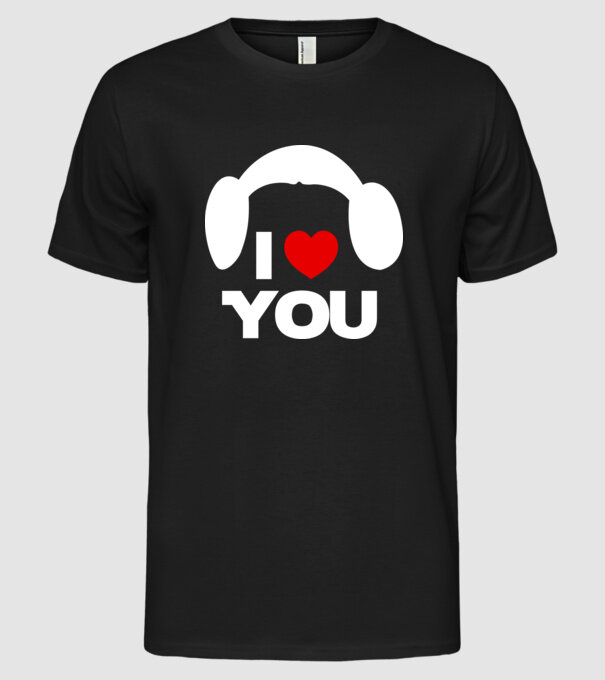i love u model negru pe tricou