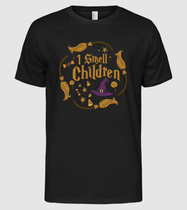 I smell children model negru pe tricou