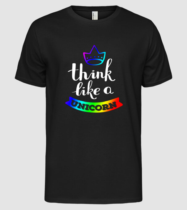 I think like a UNICORN model negru pe tricou